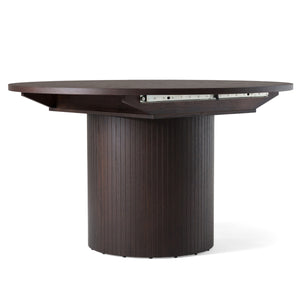 Vig Furniture Modrest Miami - Elegant Brown Round Dining Table With Butterfly Extension For Stylish Gatherings Brown  Vgme121255-dt-brn