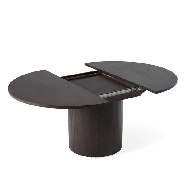 Vig Furniture Modrest Miami - Elegant Brown Round Dining Table With Butterfly Extension For Stylish Gatherings Brown  Vgme121255-dt-brn