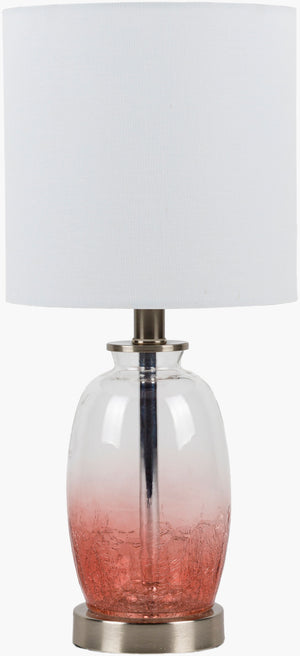 Surya Manitoba Accent Table Lamp - 20" Tall Glass Design With Elegant Linen Shade For Modern Decor Body, Pink,Base, Metallic ,Nickel,Shade, White,Cord, Translucent Glass,Iron,Linen,Polyester Mib-003