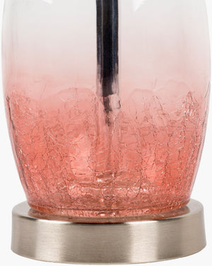 Surya Manitoba Accent Table Lamp - 20" Tall Glass Design With Elegant Linen Shade For Modern Decor Body, Pink,Base, Metallic ,Nickel,Shade, White,Cord, Translucent Glass,Iron,Linen,Polyester Mib-003