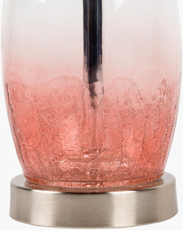Surya Manitoba Accent Table Lamp - 20" Tall Glass Design With Elegant Linen Shade For Modern Decor Body, Pink,Base, Metallic ,Nickel,Shade, White,Cord, Translucent Glass,Iron,Linen,Polyester Mib-003