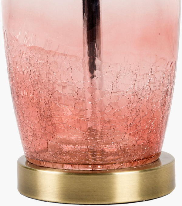 Surya Manitoba Accent Table Lamp - 20" Tall Glass Design With Elegant Linen Shade For Modern Decor Body, Pink,Base, Metallic ,Brass,Shade, White,Finial, Metallic ,Brass,Harp, Metallic ,Brass,Cord, Translucent Glass,Iron,Linen,Polyester,Iron Mib-004