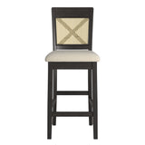 Homelegance By Top-Line Delroy Cane Accent X-Back Counter Height Stools (Set of 2) Black Rubberwood