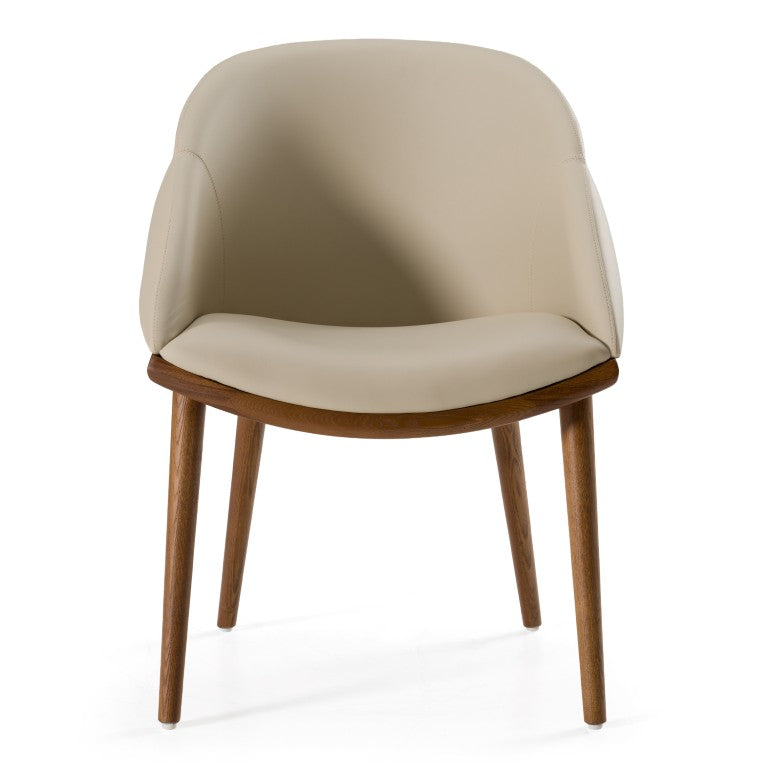 VIG Furniture Michael Beige Vegan Leather Dining Chair With Curved Foam Seat & Walnut Ash Legs, Fully Assembled VGCS-CH-23010-BGE