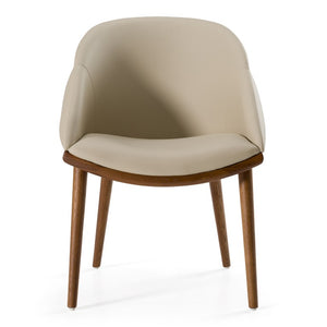 VIG Furniture Michael Beige Vegan Leather Dining Chair With Curved Foam Seat & Walnut Ash Legs, Fully Assembled VGCS-CH-23010-BGE