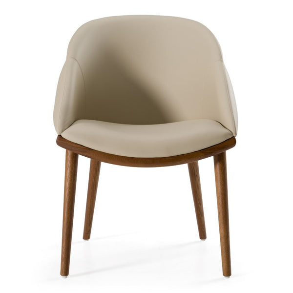 VIG Furniture Michael Beige Vegan Leather Dining Chair With Curved Foam Seat & Walnut Ash Legs, Fully Assembled VGCS-CH-23010-BGE