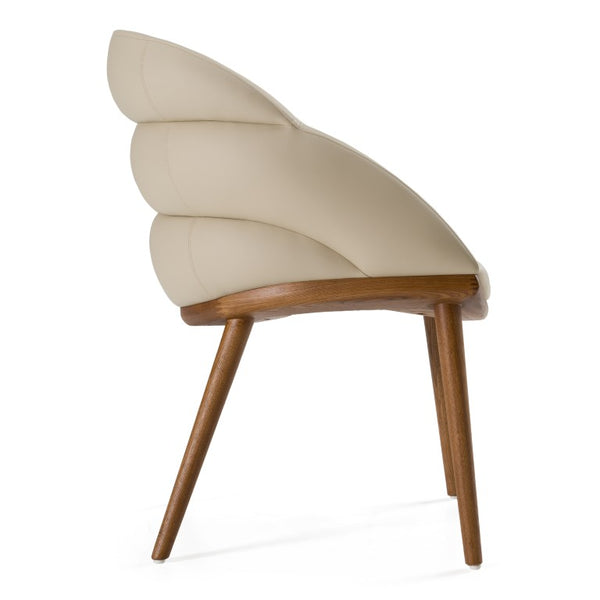 VIG Furniture Michael Beige Vegan Leather Dining Chair With Curved Foam Seat & Walnut Ash Legs, Fully Assembled VGCS-CH-23010-BGE