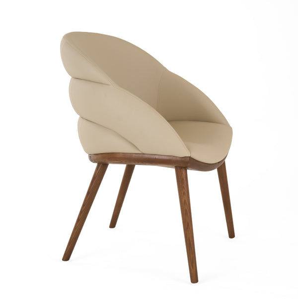 VIG Furniture Modrest Michael - Mid-Century Modern Beige Vegan Leather + Walnut Dining Chair VGCS-CH-23010-BGE