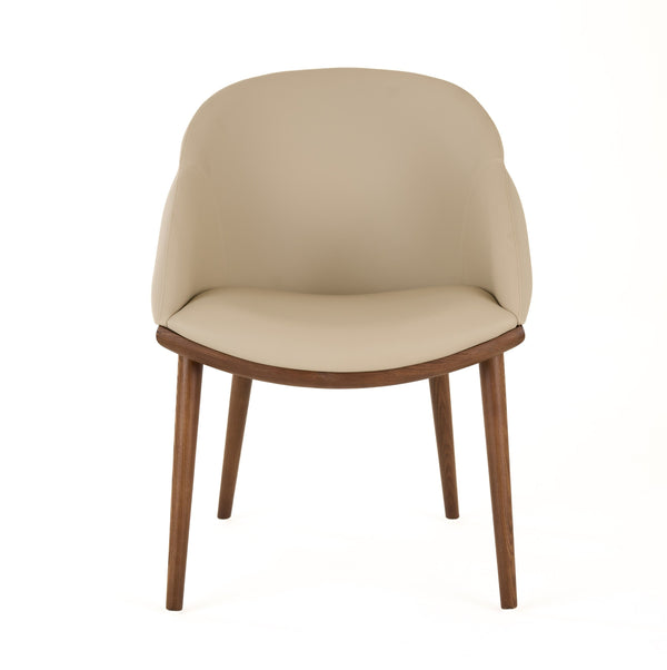 VIG Furniture Modrest Michael - Mid-Century Modern Beige Vegan Leather + Walnut Dining Chair VGCS-CH-23010-BGE