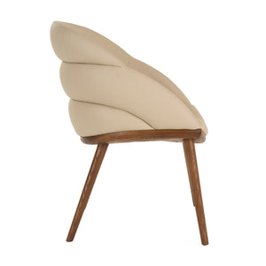 VIG Furniture Modrest Michael - Mid-Century Modern Beige Vegan Leather + Walnut Dining Chair VGCS-CH-23010-BGE