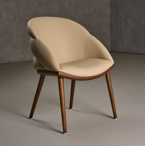 VIG Furniture Modrest Michael - Mid-Century Modern Beige Vegan Leather + Walnut Dining Chair VGCS-CH-23010-BGE