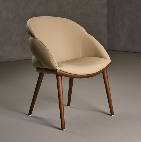 VIG Furniture Modrest Michael - Mid-Century Modern Beige Vegan Leather + Walnut Dining Chair VGCS-CH-23010-BGE