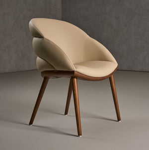 VIG Furniture Modrest Michael - Mid-Century Modern Beige Vegan Leather + Walnut Dining Chair VGCS-CH-23010-BGE