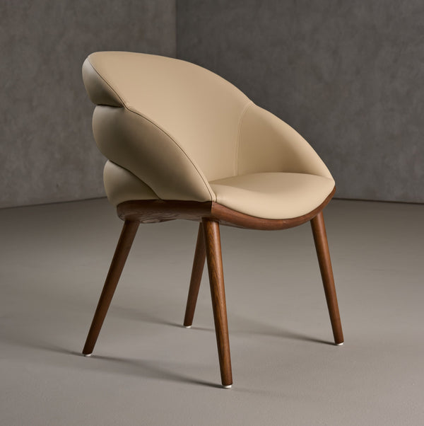 VIG Furniture Modrest Michael - Mid-Century Modern Beige Vegan Leather + Walnut Dining Chair VGCS-CH-23010-BGE