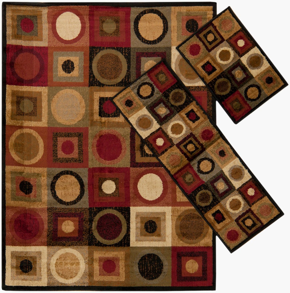 Livabliss Midtown Olefin Area Rug Stain Resistant Medium Pile for High Traffic Living Spaces MID5130-3PC