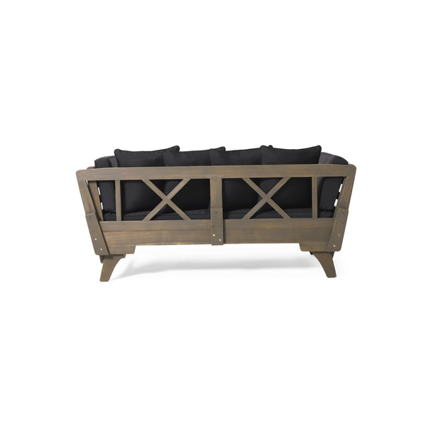 English Elm Christopher Knight Home® - OTTAVIO Acacia Outdoor Sofa Daybed Convertible Expandable with Water-Resistant Cushions, Grey Patio Luxury 63454.00BLK