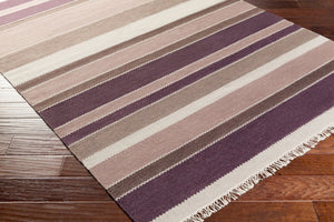Surya Miguel 2'6" X 8' Handmade Wool Rug - Modern Decor, Durable Design, No Pile, Spot Clean, Warranty Included Mauve Wool Mig5002-268