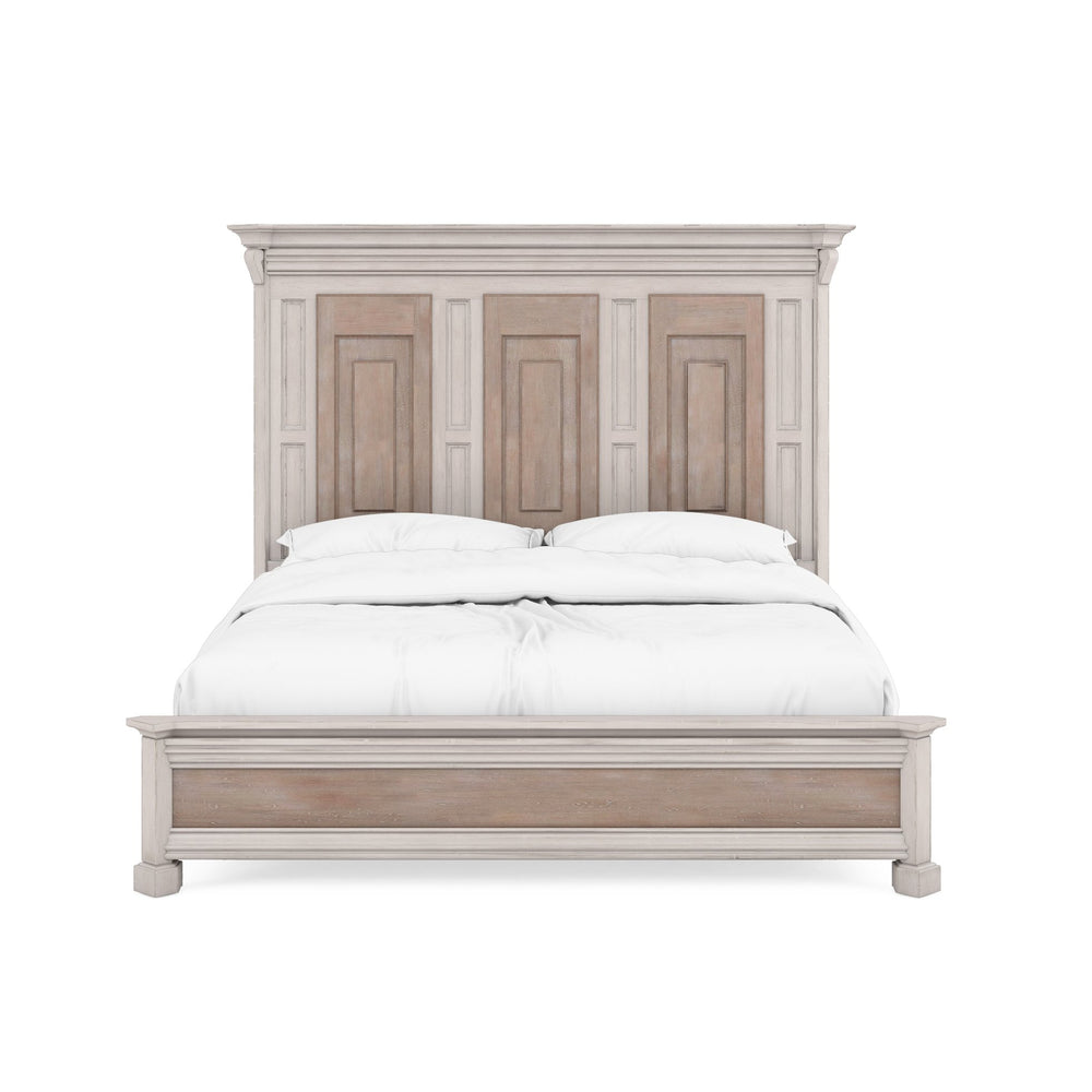 A.R.T. Furniture Alcove Panel Bed In Belgian Ivory & Washed Maple - Sophisticated Design With Decorative Detailing Light Brown, White Acacia Solids,Maple Veneers 321135-2801