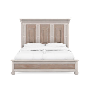 A.R.T. Furniture Alcove Panel Bed In Belgian Ivory & Washed Maple - Sophisticated Design With Decorative Detailing Light Brown, White Acacia Solids,Maple Veneers 321135-2801