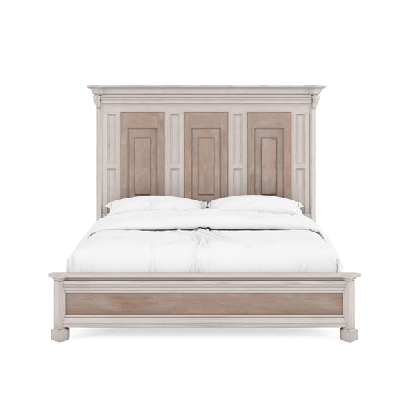 A.R.T. Furniture Alcove Panel Bed In Belgian Ivory & Washed Maple - Sophisticated Design With Decorative Detailing Light Brown, White Acacia Solids,Maple Veneers 321135-2801