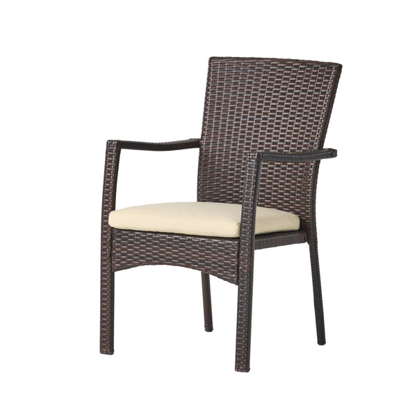 English Elm Christopher Knight Home® - CORSICA Wicker KD Dining Chair with Water-Resistant Removable Cushion — Stylish Outdoor Seating for Patios Brown 37.5 L x 21.5 W x 10.25 H 56424.00