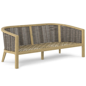 English Elm Parkside Outdoor Sofa Natural - Handwoven HDPE Rattan, Acacia Frame, Water-Resistant Cushions, 73" B136P159395