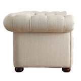 Homelegance By Top-Line Pietro Tufted Scroll Arm Chesterfield Chair Beige Linen