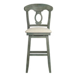 Homelegance By Top-Line Juliette Napoleon Back Wood Swivel Bar Stool Green Rubberwood