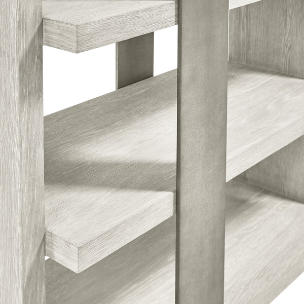 Bernhardt Bernhardt Tempo Etagere Open-Shelf Wire-Brushed Oak Shelving With Satin Nickel Band, Rustic Modern 346816