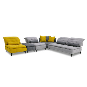 VIG Furniture David Ferrari Mikado - Italian Modern Grey + Yellow Fabric Modular Sectional Sofa VGFTMIKADO