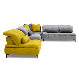 VIG Furniture Mikado Handmade Italian Modular Sectional Sofa In Grey With Yellow Accents, Adjustable Headrests, Ottoman VGFTMIKADO