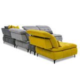 VIG Furniture David Ferrari Mikado - Italian Modern Grey + Yellow Fabric Modular Sectional Sofa VGFTMIKADO