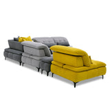 VIG Furniture David Ferrari Mikado - Italian Modern Grey + Yellow Fabric Modular Sectional Sofa VGFTMIKADO