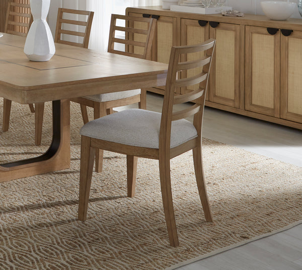 Escape - Dining 84 In. Rectangular Extendable Table With 8 Chairs Glazed Natural Oak Mirage Mist DESC-9PC-84REC-2118 Parker House