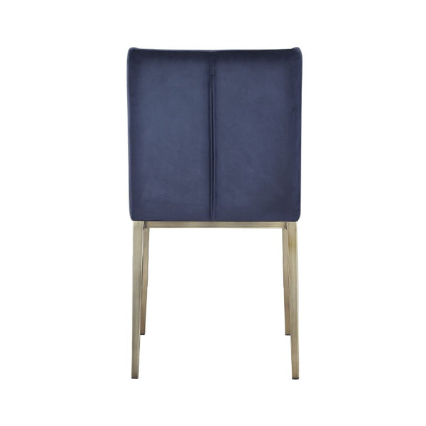 VIG Furniture Mimi Velvet Upholstered Side Chair With Antique Brass Frame, Curved Support & Plush Seating (Set Of 2) Blue Dining Chair VGGAGA-6544CH-BLU-DC