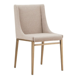 VIG Furniture Mimi Velvet Upholstered Side Chair With Antique Brass Frame, Curved Support & Plush Seating (Set Of 2) Beige Dining Chair VGGAGA-6544CH-BEI-DC