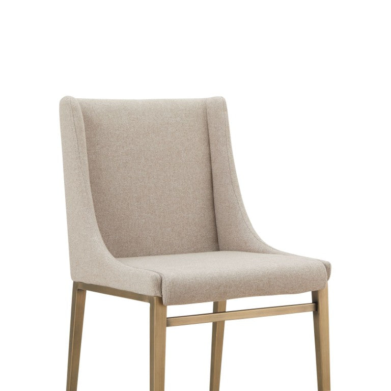 VIG Furniture Mimi Velvet Upholstered Side Chair With Antique Brass Frame, Curved Support & Plush Seating (Set Of 2) Beige Dining Chair VGGAGA-6544CH-BEI-DC