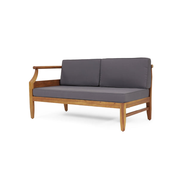 English Elm Aston Outdoor 4 Piece Acacia Wood Chat Set with Mid Century Slat Panel Design 72996.00-72997.00-74099.00DGRY