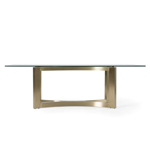 Vig Furniture Modrest Mingus - Elegant Glass Top Dining Table With Sculptural Brushed Brass Base For Modern Homes Brass  Vgvc-t23966
