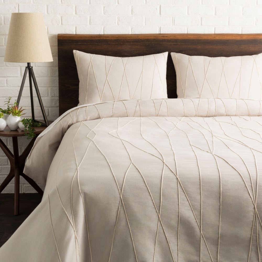 Livabliss Mio Handcrafted Cotton Duvet Cover for Modern Bedroom Refresh Breathable Soft Bedding Light Gray, Ivo 88"W x 92"L, 26"W x 20"L MIO1000-FQSET