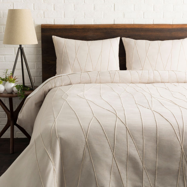 Livabliss Mio Handcrafted Cotton Duvet Cover for Modern Bedroom Refresh Breathable Soft Bedding Light Gray, Ivo 88"W x 92"L, 26"W x 20"L MIO1000-FQSET