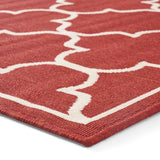 Christopher Knight Home® - Noble House - Thornhill Outdoor 6'7" X 9'2" Trefoil Area Rug, Red and Ivory