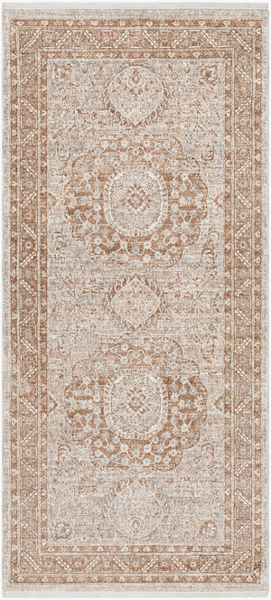Livabliss Misterio Traditional Area Rug Machine Woven Polyester with Fringe for Large Living Spaces Cream, Tan 3'3" x 7'3" MIP2303-3373