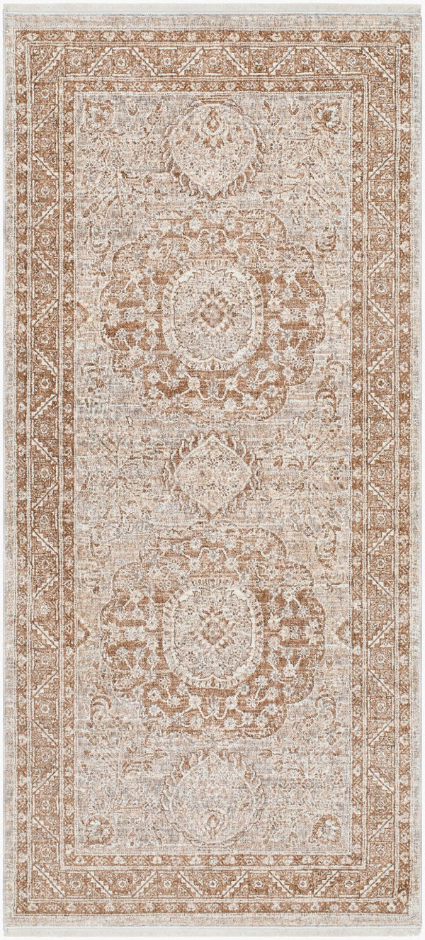 Livabliss Misterio Traditional Area Rug Machine Woven Polyester with Fringe for Large Living Spaces Cream, Tan 3'3" x 7'3" MIP2303-3373