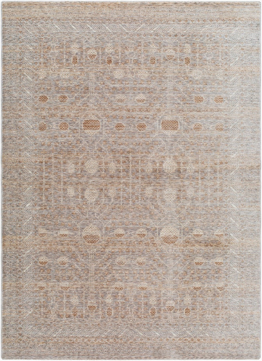 Livabliss Misterio Polyester Area Rug Traditional Fringe Border for Large Living Dining Rooms Gray, Cream 3'3" x 7'3" MIP2304-3373