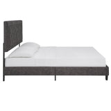 Homelegance By Top-Line Terrell Black Finish Frame with Velvet Fabric Platform Bed Grey Velvet