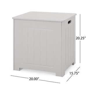 English Elm Christopher Knight Home® - BATHROOM Modern Light Grey Faux Wood Laundry Hamper with Flip-Top Lid, Vertical Slats, 20"W x 20.25"H 66608.00LGRY