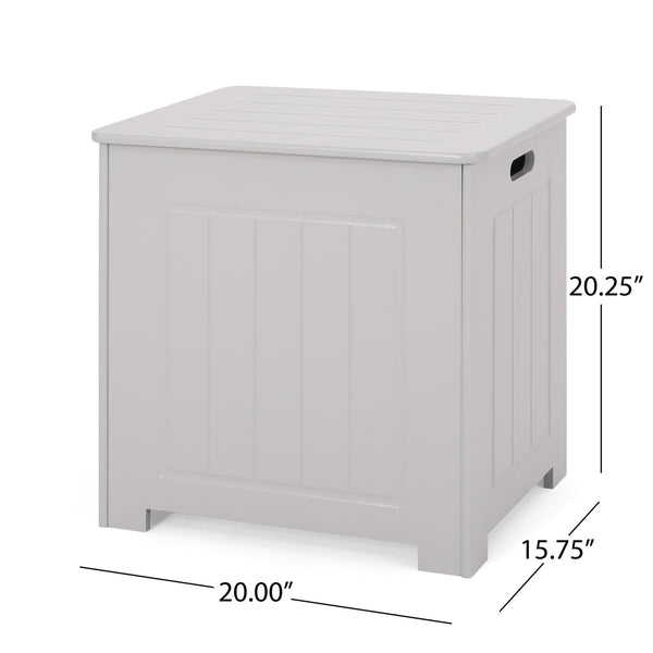 English Elm Christopher Knight Home® - BATHROOM Modern Light Grey Faux Wood Laundry Hamper with Flip-Top Lid, Vertical Slats, 20"W x 20.25"H 66608.00LGRY