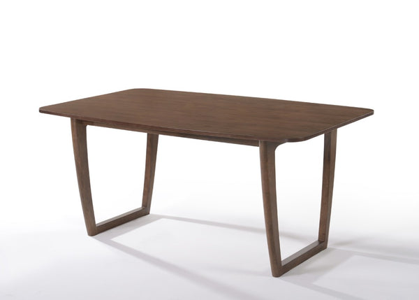 VIG Furniture Jordan Modern Walnut & Grey Dining Set For 6 — Rectangular Walnut Table, Tufted Bench & 4 Armchairs, Durable VGMAJORDAN-SET-1