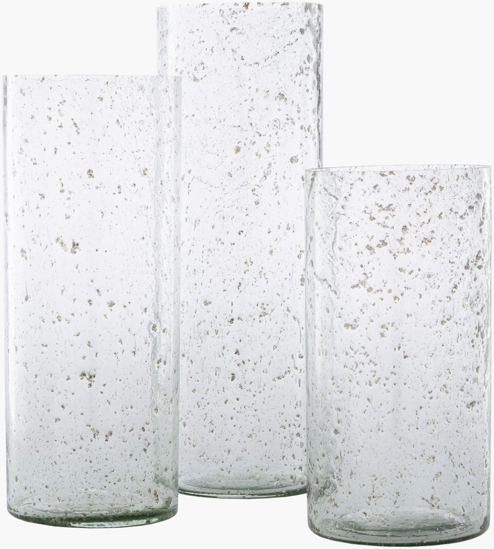 Livabliss Mist Columnar Glass Candleholders Set of Three Pillar Accent for Mantle or Table MIT007-SET